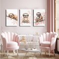 thumbnail image 3 of Canvas Poster Children's Room Wall Painting Set Watercolor Animal Theme Giraffe Bear Elephant Illustration Dream Sky Baby Room Decoration Three-piece Set Artwork Baby Space, 3 of 6