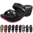 thumbnail image 1 of GP Wedge Platform Slide Sandals for Women: 8531 Black Fuchsia, EU39 (US Size 7.5 - 8), 1 of 8