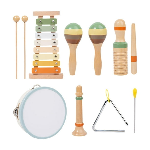 Juego de 6 tipos de instrumentos musicales para bebés Juguete musical rítmico para bebés Instrumentos de percusión de madera Juguete