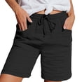 thumbnail image 2 of Bermuda Cargo Shorts for Women JIANLAI Knee Length Casual Wide Leg Drawstring Hiking Work Summer Cargo Shorts with Pockets 3XL-5XL Black, 2 of 5