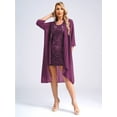thumbnail image 2 of inlzdz Women's 2 Pieces Suit Plus Size Floral Lace Mother of The Bride Dress with Chiffon Jacket Set Evening Formal Gowns Purple S, 2 of 8