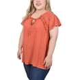 thumbnail image 2 of NY Collection Plus Size Eyelet Sleeve Blouse, 2 of 4