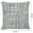 thumbnail image 4 of Benzara BM228827 Square Fabric Throw Pillow with Hand Woven Pattern, White & Blue, 4 of 4