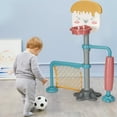 thumbnail image 4 of Gymax Ensemble de Support de Basketball 3-en-1 avec Soccer et Roulettes, Hauteur Réglable, 4 of 10