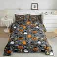 thumbnail image 2 of jejeloiu Halloween Spooky Pumpkin Queen Comforter Set,Witch'S Hat Ghost Bedding Sets,Spider Webs Bat Bedding Comforter Set,Lightweight Room Decoration Reversible,3-Piece, 2 of 8
