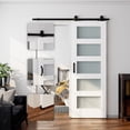 thumbnail image 3 of ATT Hardware 30"x 84" White Glass Barn Door with 5.5FT Sliding Door Hardware & Handle,5 Panel Frosted Glass,DIY Assembly, 3 of 5