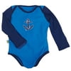 Sun Smarties Baby Boy Swimsuit - Blue and Navy Nautical Design - UPF 50+ Long Sleeve Sun Protection