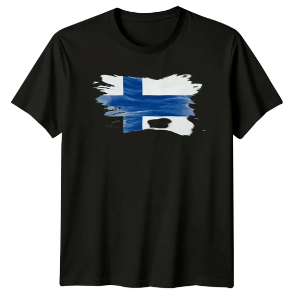 Finland Flag Watercolor Graphic Tee Mens T-Shirt Womens Top Unisex