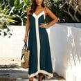 thumbnail image 6 of VBVC Women's Color Block Spaghetti Strap Maxi Dress , Ladies' V-Neck Sleeveless Summer Dress , A-Line Party Swing Dress For Women,Army Green,S-2XL, 6 of 8