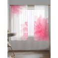 thumbnail image 5 of Sheer Curtains 72 Inches Long 2 Panels Set for Bedroom, Pink Flower Semi Sheer Curtains for Windows, Boho Modern Floral Abstract Ombre Leaf White Voile Window Treatments Rod Pocket Curtain, 5 of 7