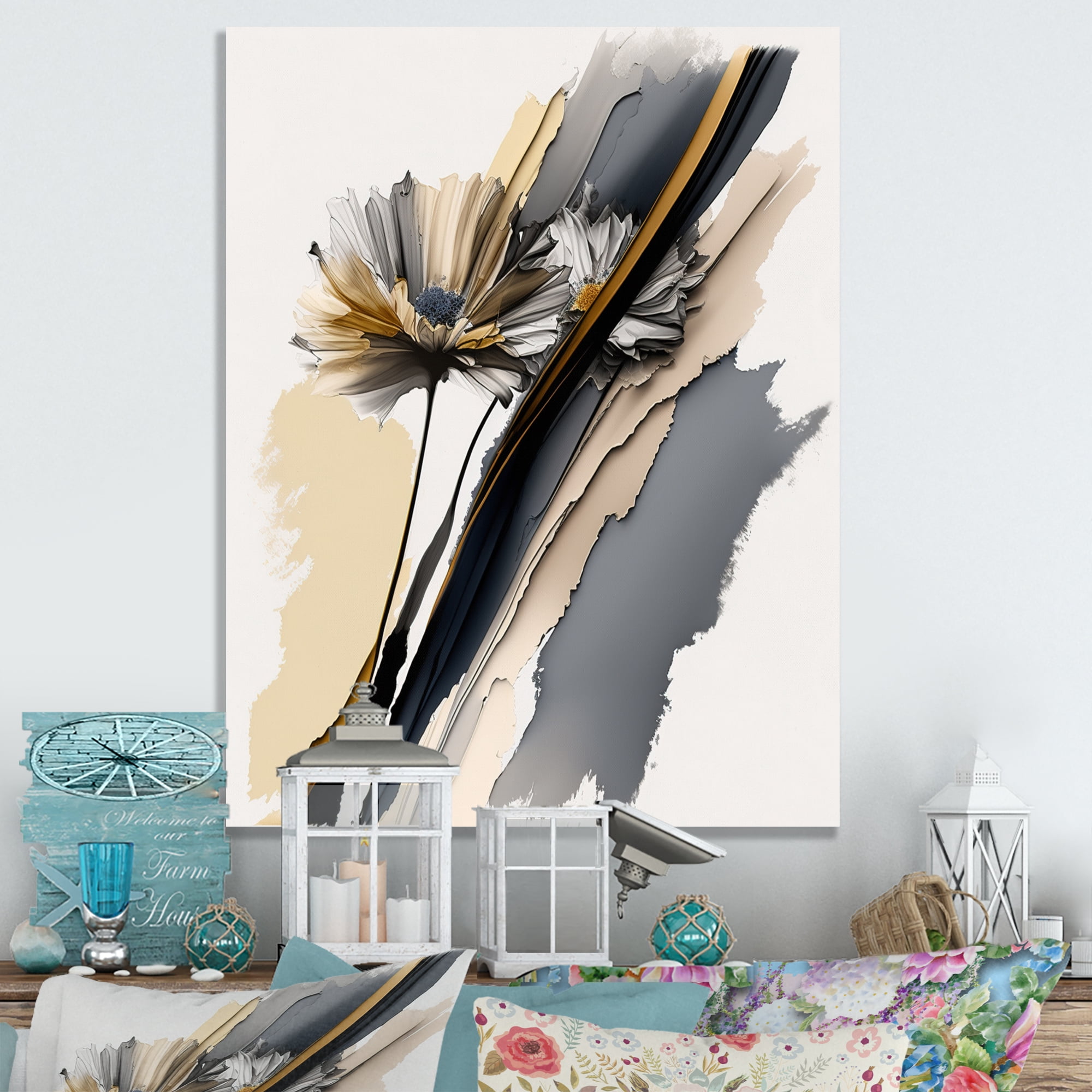 Designart Multicolor Gerbera Hyperrealistic Flowers I Canvas Wall Art