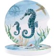 thumbnail image 1 of FMSHPON Nautical Theme Hippocampus and Life Set of 6 Car Coaster for Drinks, Absorbent Ceramic Stone Coasters Cup Mat with Cork Base for Home Kitchen Room Coffee Table Bar Decor, 1 of 5