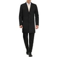 thumbnail image 2 of INSPIRE CHIC Men's Coats Solid Color Notched Collar Single Breasted Winter Long Coat M Black, 2 of 7