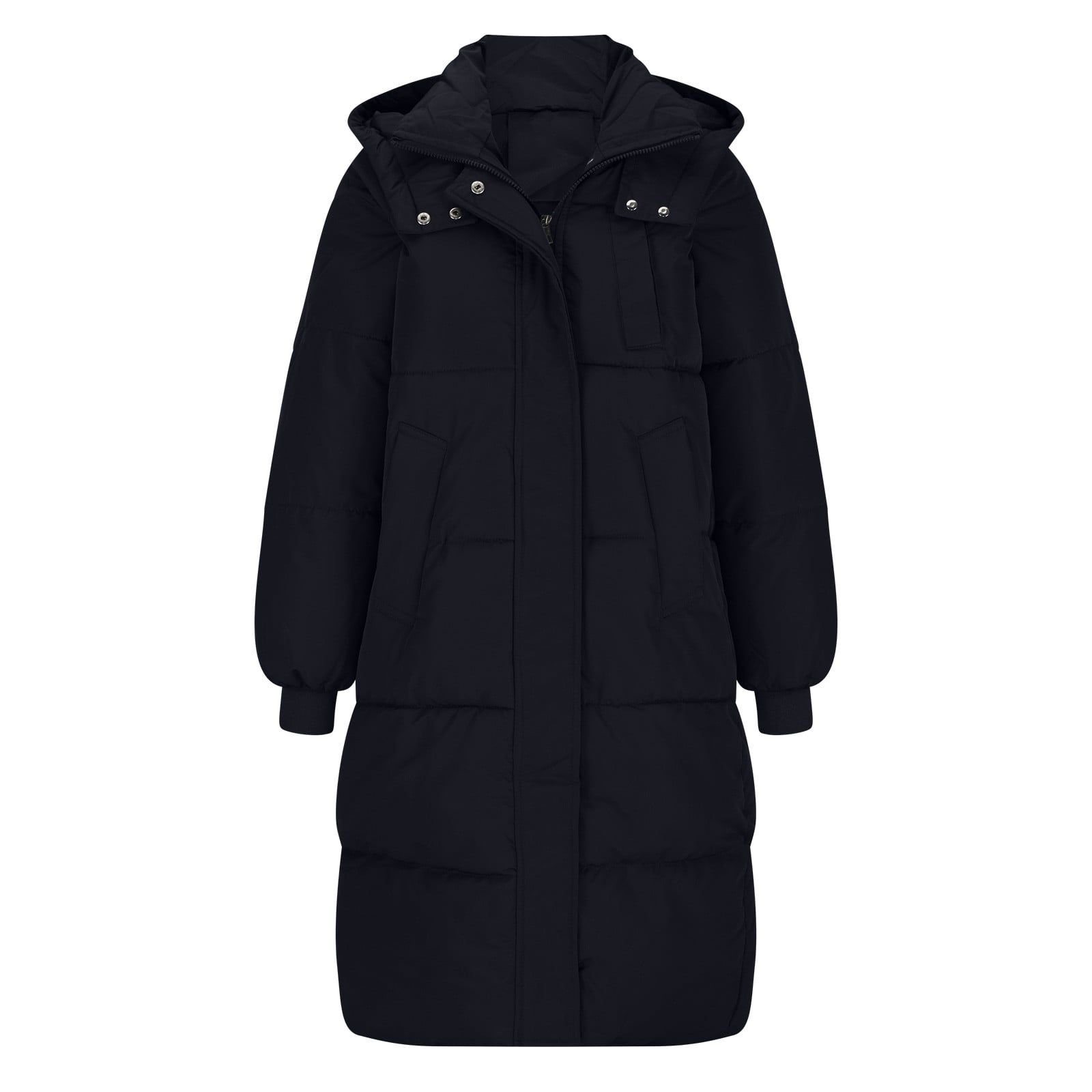 Black padded long jacket clearance