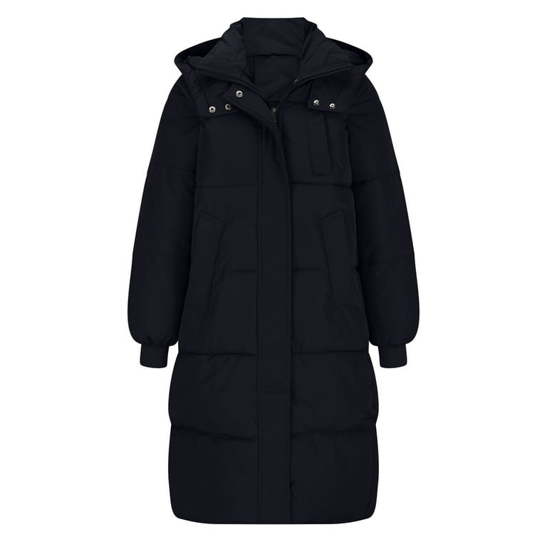 Hvyesh Women Puffer Coat Warm Long Jacket Winter Hood Thicken