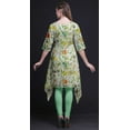 thumbnail image 5 of Bimba Green Leaf Floral Printed Asymmetrical Kurti Tops For Women Indian Summer Dress Tunic Large, 5 of 6