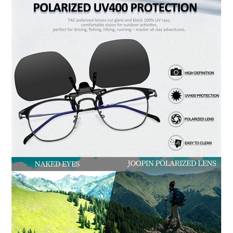 Joopin Polarized Clip-On Sunglasses, Black photo 2