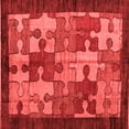 thumbnail image 1 of Ahgly Company Machine Washable Indoor Square Abstract Red Modern Area Rugs, 4' Square, 1 of 4