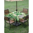 thumbnail image 3 of St. Patrick's Day Outdoor Tablecloth - 54x54 Inch Square Dining Table Cover, Green Shamrock Gnomes Watering Can Plants Waterproof Outdoor Table Cloth with Umbrella Hole & Zipper for Picnic/Patio, 3 of 7