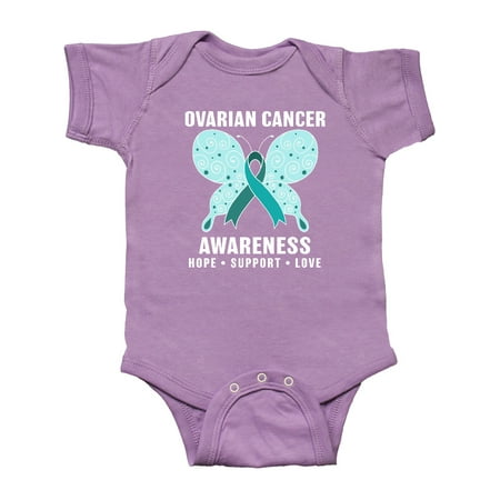 

Inktastic Ovarian Cancer Awareness Hope Support and Love Gift Baby Boy or Baby Girl Bodysuit