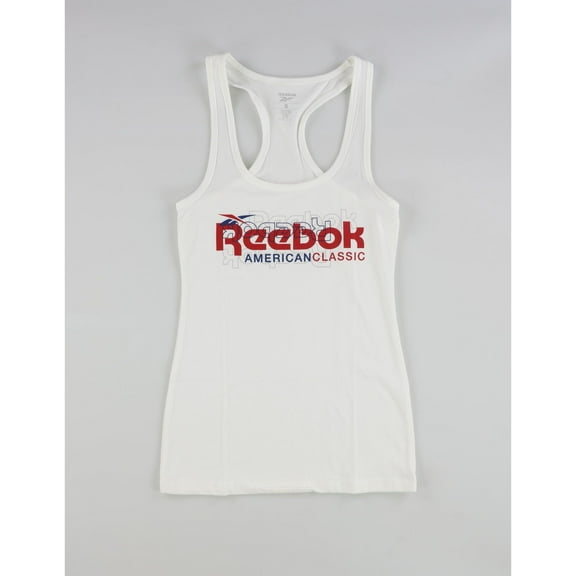 Reebok Womens Solid Racerback Tank Top, White, Small