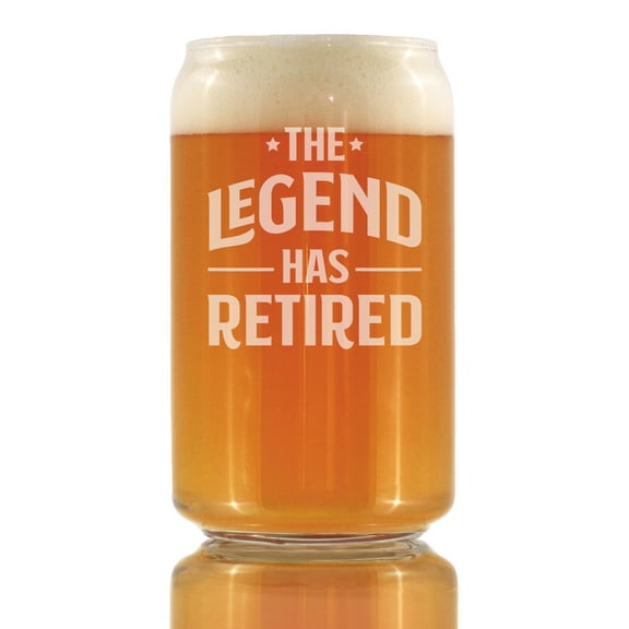 Bevvee Beer Can Pint Glass 16 oz Legend Has Retired Retirement Gifts Beer Glasses