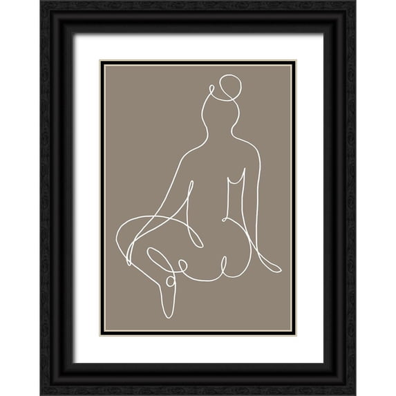 Artographie Studio 11x14 Black Ornate Wood Framed with Double Matting Museum Art Print Titled - Sitting Down 02