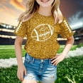 thumbnail image 2 of Fshinging Toddler Girls T Shirts Sequin Football Graphic Summer Tees Tops Glitter Print Short Sleeve Crew Neck Kids Clothes Size 8-9 Years, 2 of 4