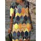 thumbnail image 4 of Vestido Largo Con Cuello En V Y Estampado Multicolor, Vestidos Largos De Primavera Y Otoño Con Mangas Cortas Sueltas Maduras, Ropa De Mujer, 4 of 4