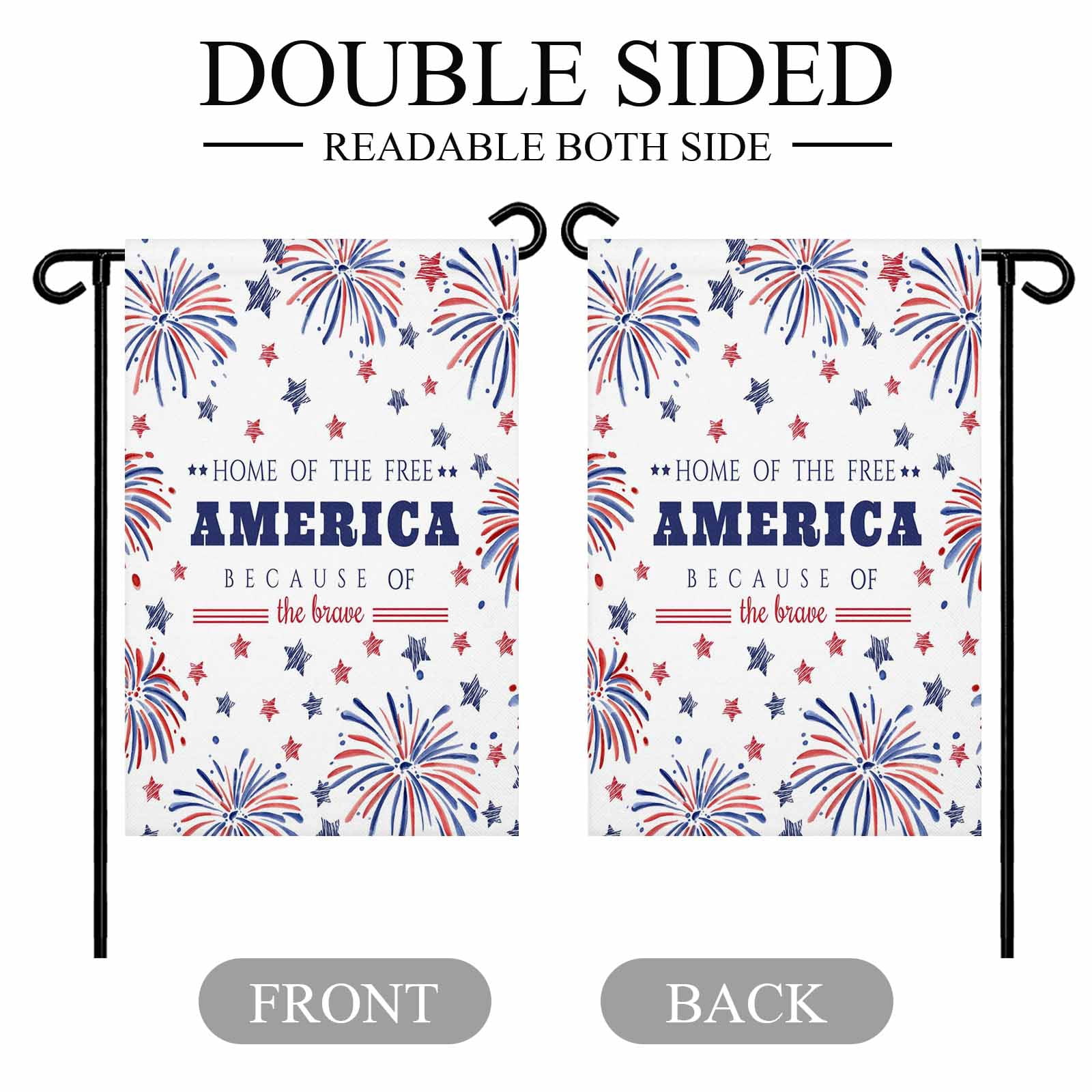 4th of July Garden Flags Patriotic Stars Fireworks Garden Flag Double Sided Welcome Flag Free USA Flag Independence Day Yard Flags for Outdoor Lawn Porch Memorial Day Holiday Decor 28x40 Inch