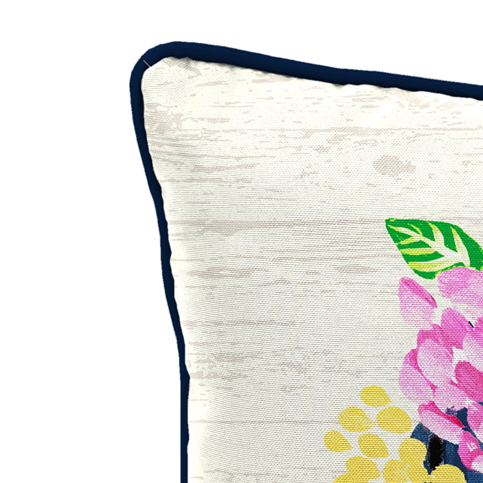 Jordan Manufacturing 16" x 16" Flower Truck Cream and Multicolor Novelty Reversible Square Outdoor Throw Pillow