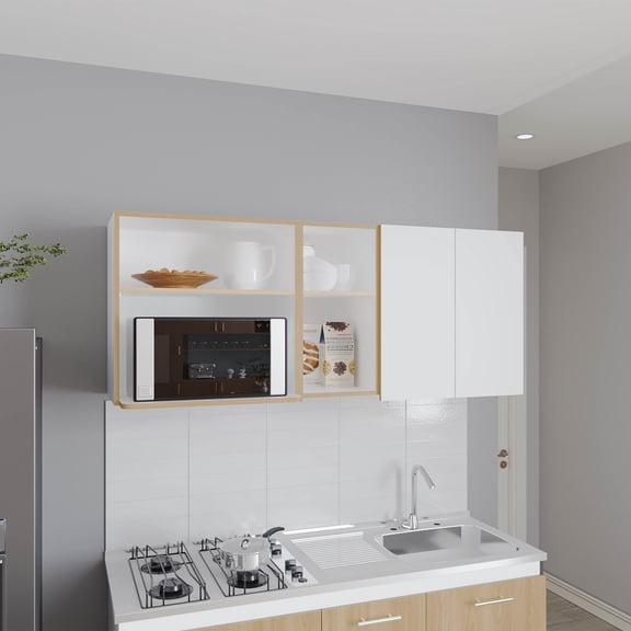 Miekor Furniture Wall Cabinet, 2 Doors, 4 Shelves 09502