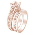 thumbnail image 2 of AFFY 1.37 Carat Round Simulated Morganite & Natural Diamond Designer Bridal Ring Set 14K Solid Rose Gold Ring Size-6.5, 2 of 2