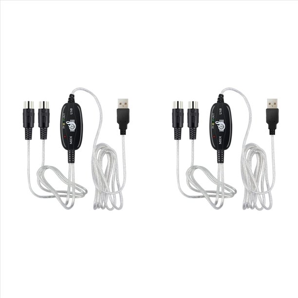 2X Convertidor de Cable USB A MIDI de 5 Pines 2 en 1 A PC EdicióN de Salida de Audio para Instrumentos Musicales ElectróNicos ElectróNicos de Piano