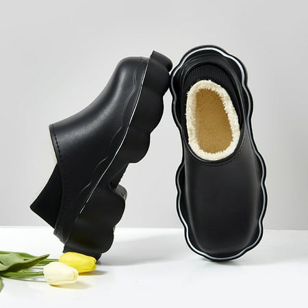 

Fashion Waterproof Slippers Women‘s Thermal Lined Slip-on EVA Bedroom Slippers