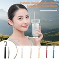 thumbnail image 2 of Anvazise 1 Set Reble Telescopic Straw Set Portable Stainless Steel with Carry Case Eco-Friendly Easy to Clean Straw Golden, 2 of 13