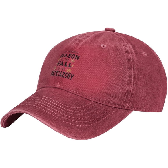 My Favourite Season is The Fall of The Patriarchy Slogan Cowboy Hats Unisex Adjustable Baseball Caps Red
