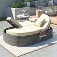 thumbnail image 3 of Harper & Bright Designs Patio Wicker Outdoor Sunbed Daybed, 2 Person Adjustable Rattan Reclining Lounge Chair with Cushions and Pillows for Swimming Pool Balcony, Beige, 3 of 18