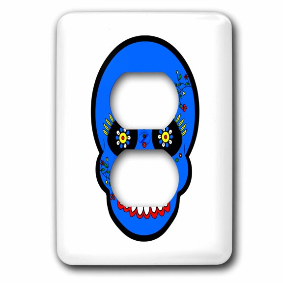 3dRose, Day of the Dead Skull DÃa de los Muertos Sugar Skull Blue, 2 plug outlet cover