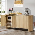 thumbnail image 6 of Sideboard Buffets Cabinet, Modern Accent Storage Cabinet with 4 Fluted Doors and Adjustable Shelves, Wood Credenza Buffet Sideboards, Console Table for Kitchen Dining Living Room Entryway (Natural), 6 of 8