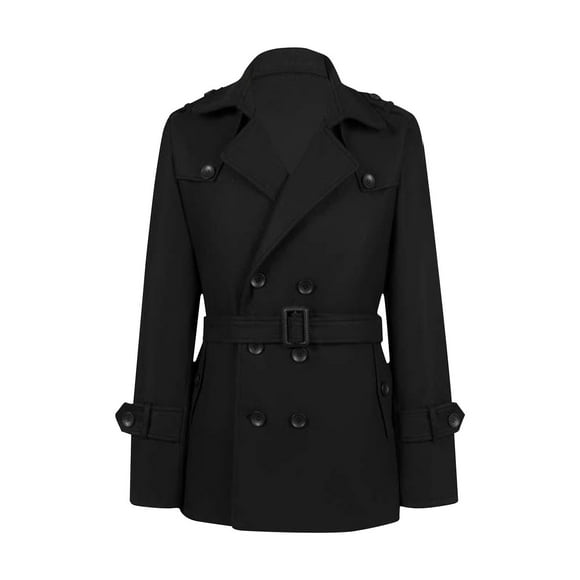 Men's Casual Mid-Length Coat - Wool Blend Lapel Collar Jacket, Solid Color Lightweight Overcoat with Pockets for Daily Fall and Spring Outerwear