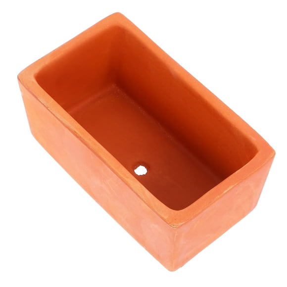 Rectangular Terracotta Flower Pot Small Clay Planter with Drainage Hole Rustic Pottery Flower Container for DIY Garden Plants Indoor Windowsill Decoration