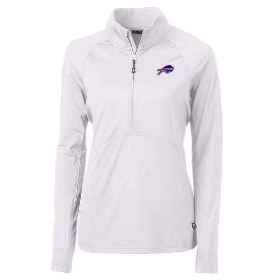 Women's Cutter & Buck White Buffalo Bills Adapt Eco Knit Half-Zip Pullover Jacket