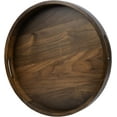 thumbnail image 2 of KINGCRAFT 18 x 18 inches Large Round Ottoman Table Tray Wooden Solid Serving Tray with Handle Black Walnut Circle Platter Decorative Tray for Oversized Ottoman Home Breakfast in Bed Tea Coffee, 2 of 6