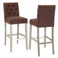 thumbnail image 2 of WestinTrends Hayes Bar Chairs Set of 2, Linen Upholstered Button Tufted Kitchen Island Chairs Bar Height Stools Solid Wood Legs, Brown, 2 of 8