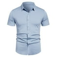 thumbnail image 2 of qolati Men's Dress Shirt Stretch Soft Slim Fit Shirts Short Sleeve Formal Wedding Business Casual Button Down Shirt, 2 of 6