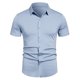 thumbnail image 2 of pstuiky camisetas camisas para hombre, Camisa informal de negocios de color liso con solapa y botones de manga corta para hombre camisas casuales para hombre l, 2 of 6
