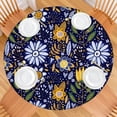 thumbnail image 2 of Pioneer Flower Floral Print Pattern Round Fitted Tablecloth with Elastic Edge,Dining Table Cover Waterproof,Outdoor Round Tablecloth for Camping,Dining,Indoor and Outdoor, 2 of 7