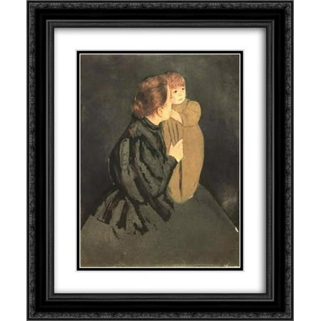 Mary Cassatt 2x Matted 20x24 Black Ornate Framed Art Print 'Peasant Mother and Child'