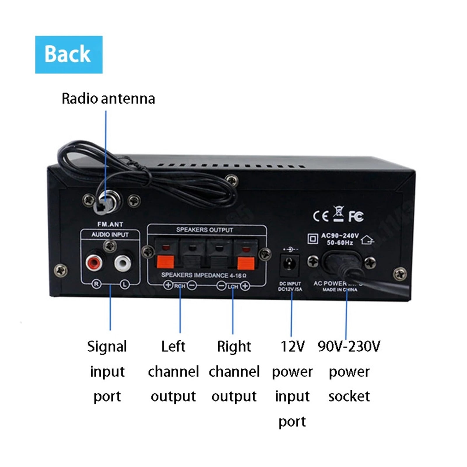 AK45/AK35 800W Home Power Amplifier 2 Channel Bluetooth 5.0 Mini Hifi Digital Stereo Sound Amplifier Support FM USB SD Mic Input